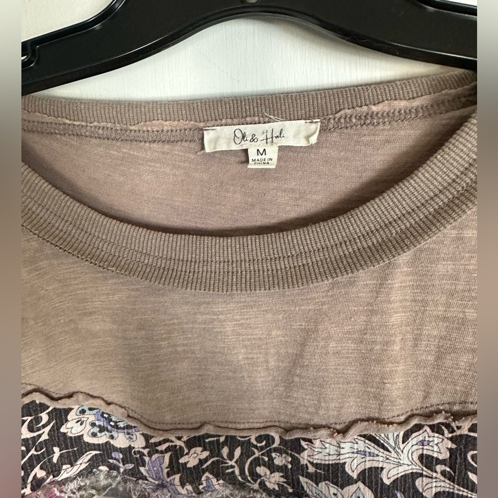 Patchwork Plaid Floral Pullover Sweatshirt By Oli… - image 3